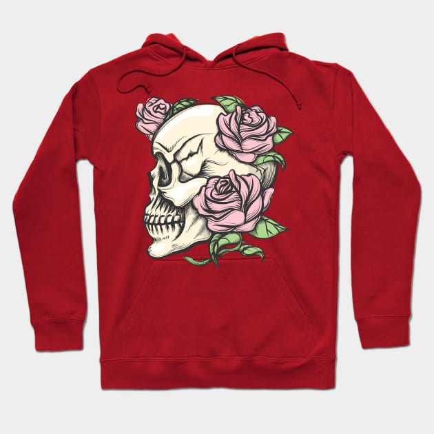 Skull with Roses Hoodie by devaleta